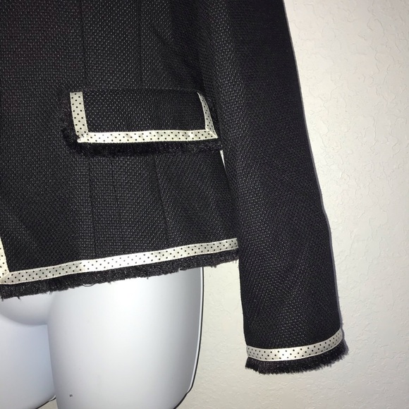 Tahari Textured Fitted Jacket Polka Dot Ribbon 8 - Picture 3 of 6